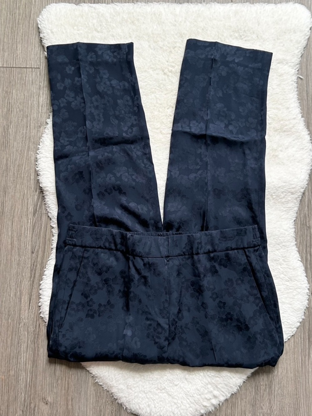 Theory Women's Navy Floral Jacquard Career Pants